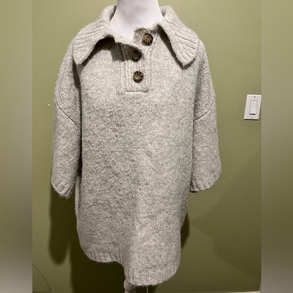 Zara Gray Button-Up Sweater